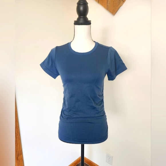 Zella Blue Fitted Athletic Short Sleeve T Shirt - Picture 1 of 5